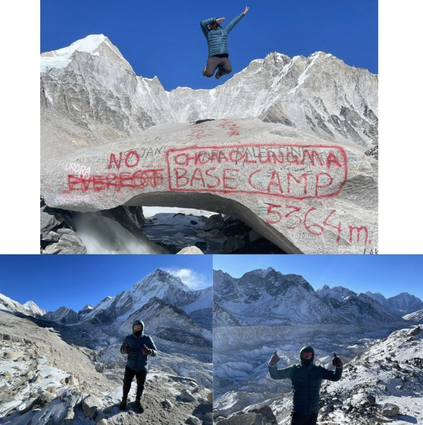 Everest Base Camp at golden hour, December 31 2024